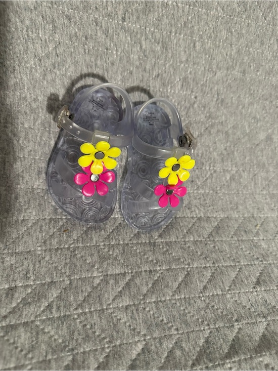 Other - Clear Jelly Sandals with Pink & Yellow Flower Accents - Kids